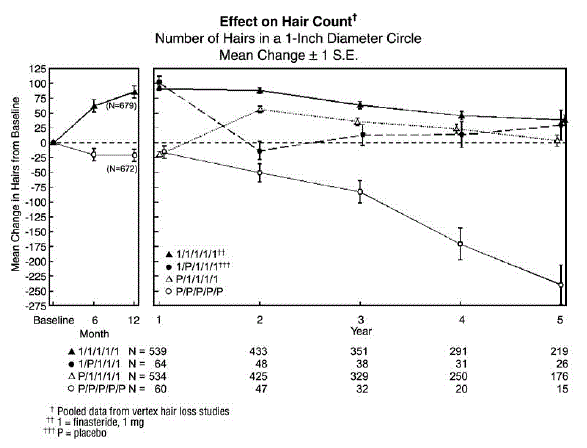 At 12 months, 58% of men in the placebo group had further  hair loss  - Illustration